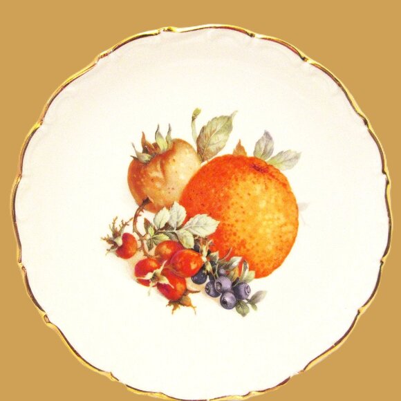 (3) Schumann Arzbery Germany handpainted salad fruit plates circa 1940s fine por - Picture 4 of 8
